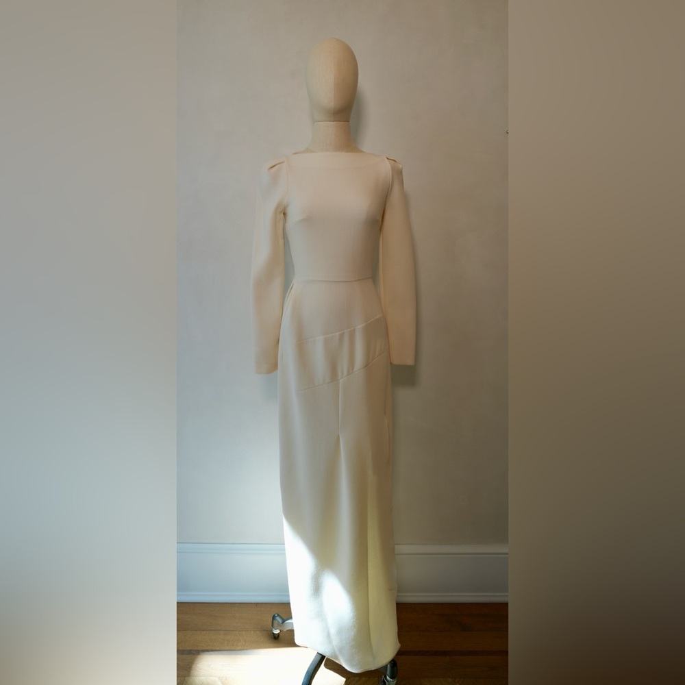 Roland Mouret Cream Long-Sleeve Maxi Dress